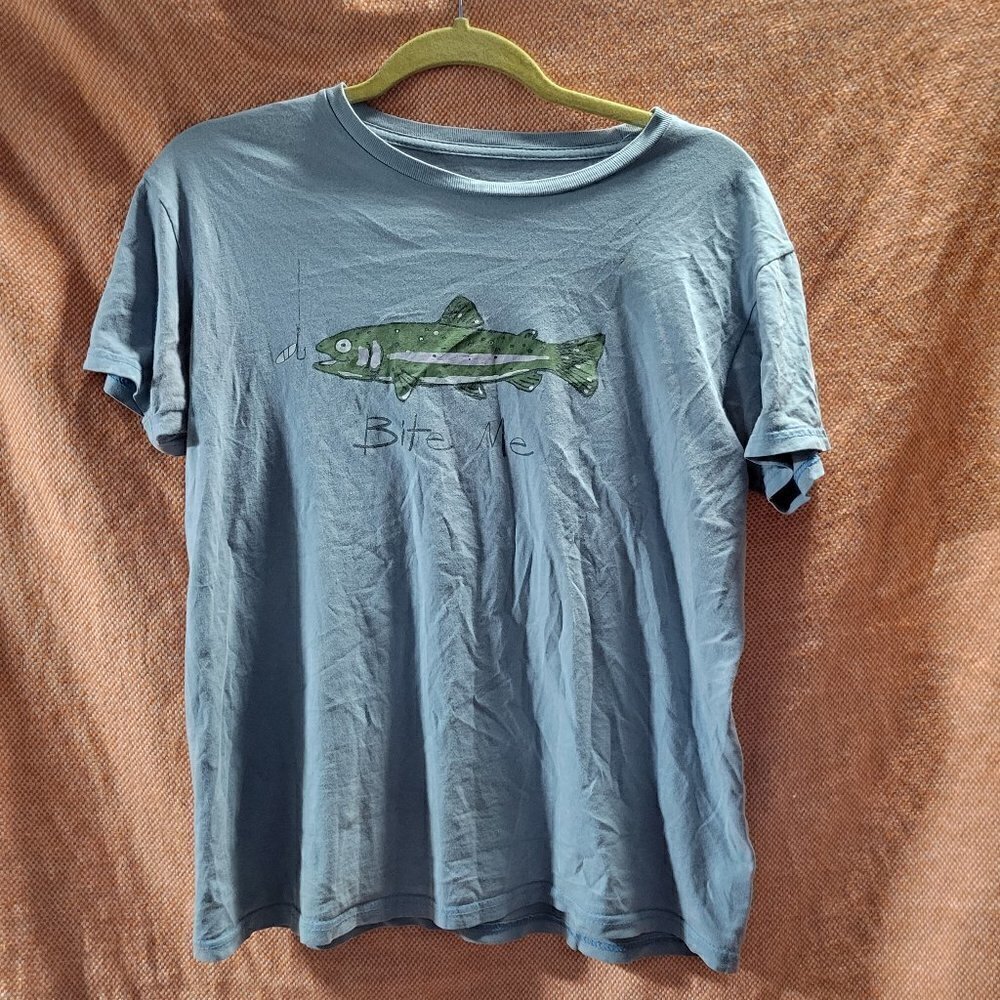 Hatley Organic Men's "Bite Me" FUNNY HUMOR Blue T-shirt